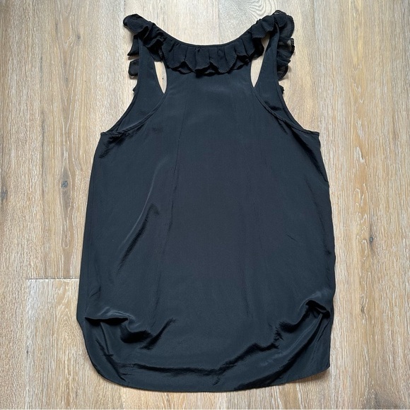 Wilfred Dark Romance Black Asphalt Sleeveless Ruffle Blouse 100% Silk - Small - Picture 3 of 16